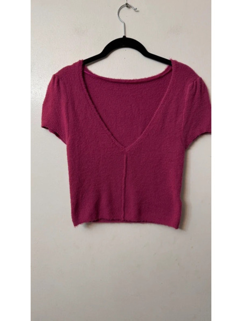 Free People Intimately Keep Me Warm Cropped Sweater Top Fuchsia Pink Medium